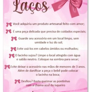 Tag de cuidados com LAÇOS nas cores candy