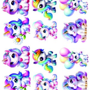 aplique termocolante Unicornio mod 2- cartela com 12 unid