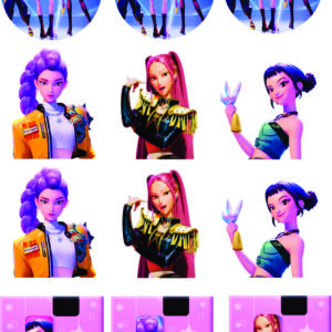 aplique termocolante Guerreiras Kpop Huntrix- cartela com 12 unid