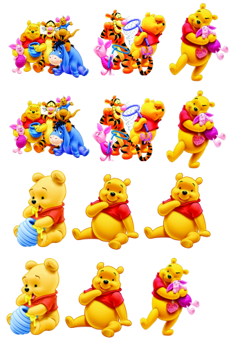 aplique termocolante ursinho Pooh- cartela com 12 unid