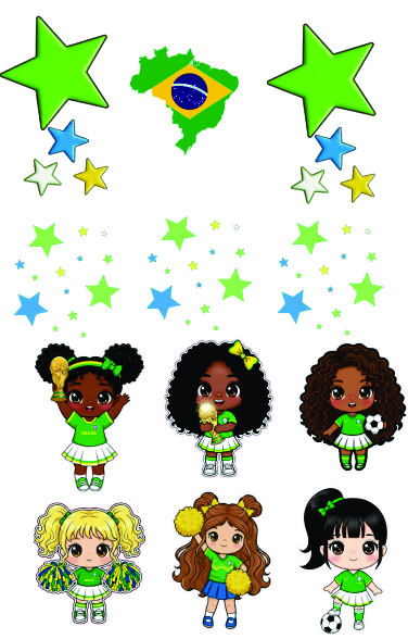 Aplique termocolante Brasil Mascotes mod 2