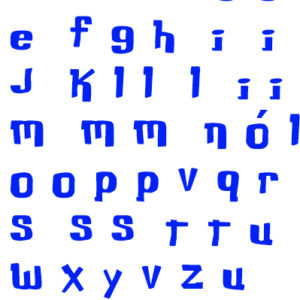Termocolante  LETRAS azul minúsculas.